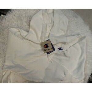 New CHAMPION White Reverse Weave Cropped Hoodie Women’s Medium Pullover